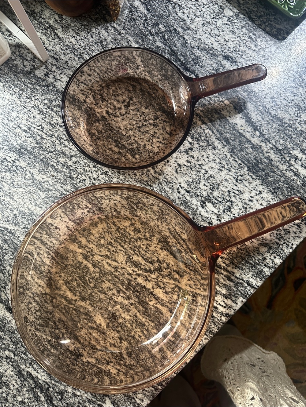 Corningware Amber-Tinted Glass Skillet and Saucepan Set